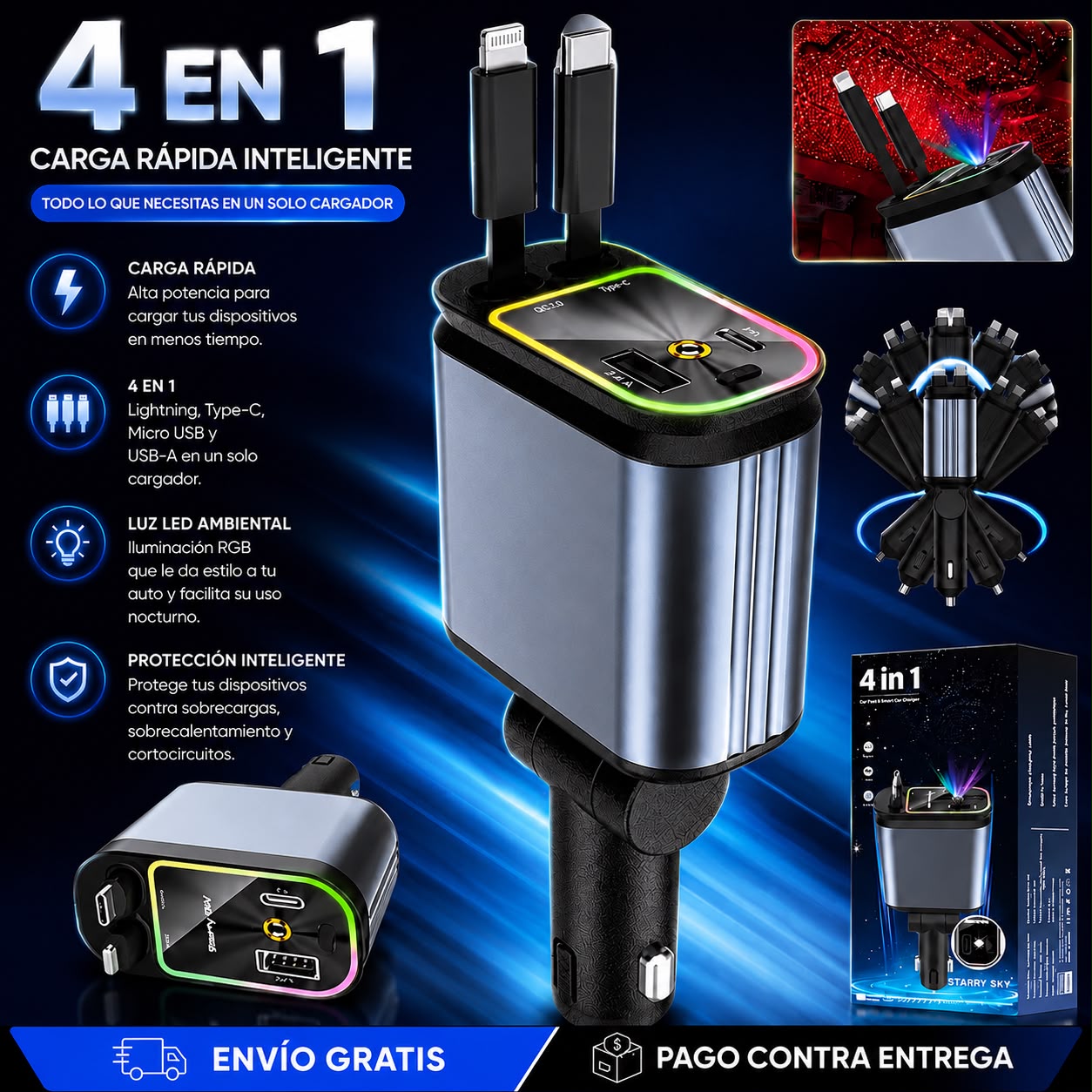 CARGADOR 4 EN 1 LASER